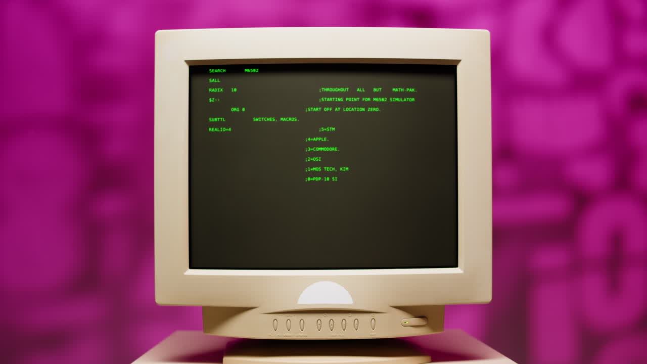 Vintage Computer Monitor Displaying Text-Based Interface
