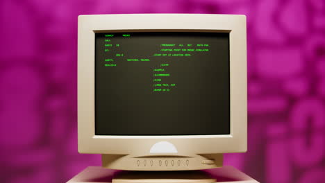 Vintage Computer Monitor Displaying Text-Based Interface