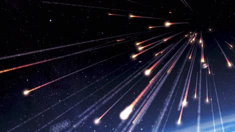 meteor shower in space