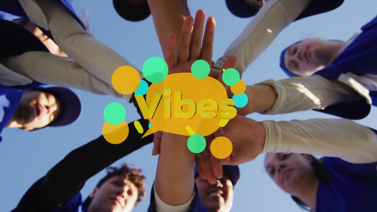 다양한 사람들이 팀을 이루는 바이브 텍스트의 애니메이션