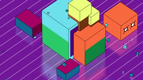 cubes and squares in a retro-style fashion.