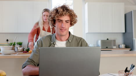 business, cooking and couple in a house for remote