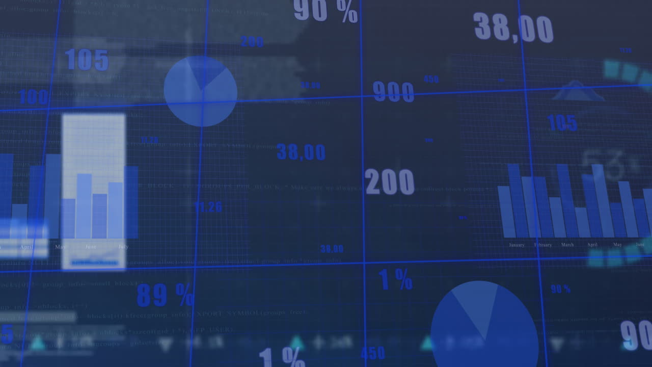 animación del procesamiento de datos financieros sobre un fondo negro