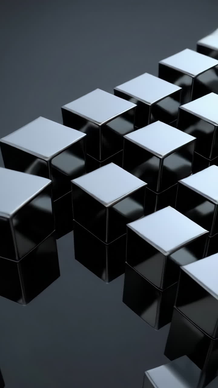 Abstract Geometric Pattern of Black and Silver Cubes