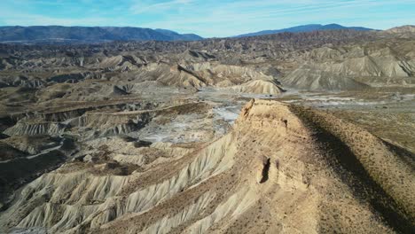 Tabernas-Desert,-Scenic-Nature-Landscape-in-Almeria,-Andalusia,-Spain---Aerial-4k-Circling