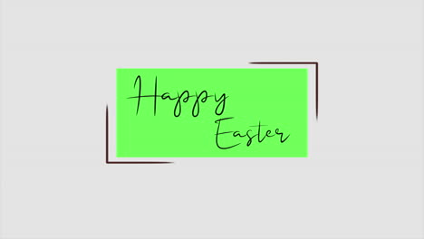 happy easter text in frame on white gradient