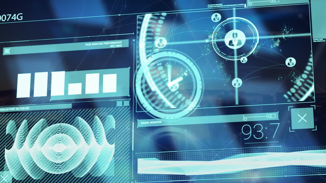 animación del tic-tac del reloj y el procesamiento de datos en pantallas