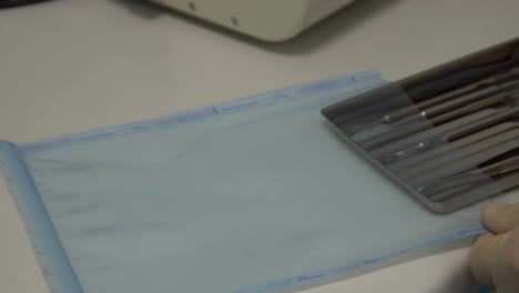 dental instruments in sterile packaging