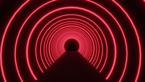 animation of flashing red neon tunnel moving on black background