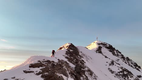 freerider ascending a mountain in the italian alps of south tyrol