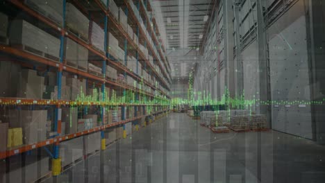 animation of financial graphs over warehouse