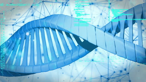 Animación-De-Cadenas-De-ADN-Y-Conexiones-De-Red,-Procesamiento-De-Datos-Científicos