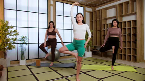 women doing yoga indoors