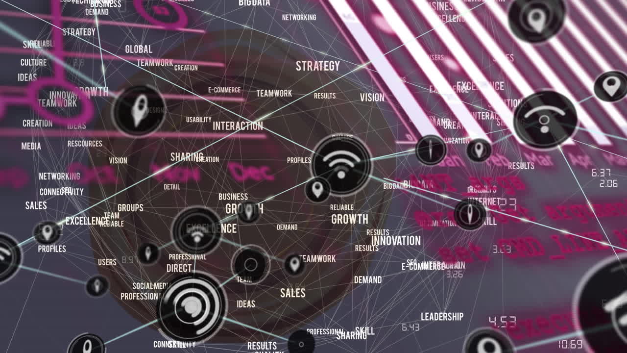 animación del procesamiento de datos sobre iconos