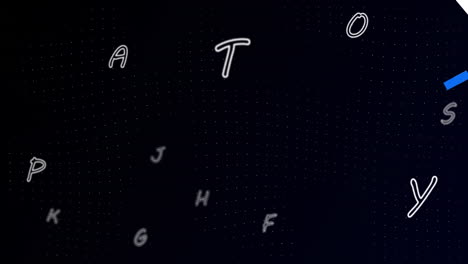 animation of letters and shapes on black background