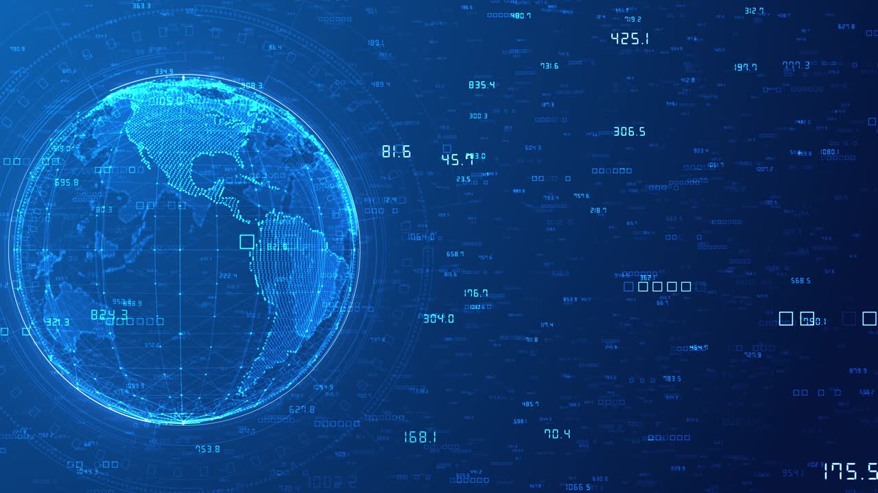 Global encrypted cybersecurity network data cyber security virtual planet earth digital technology