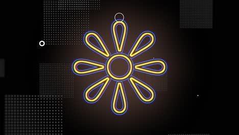 Neon-yellow-summer-flowers-pattern-in-night