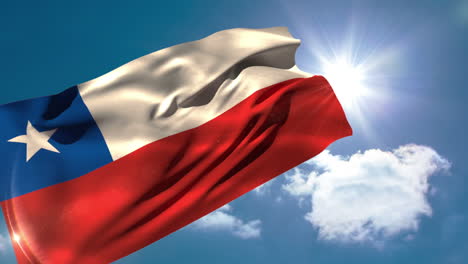 chile national flag blowing in the breeze