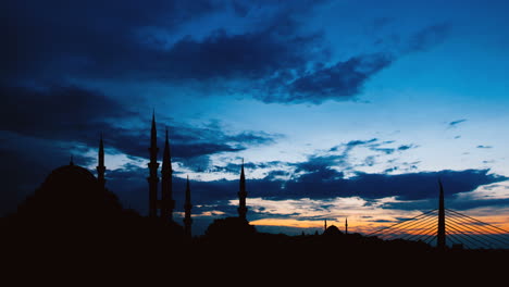 Silhouette of Istanbul Mosques at Sunset