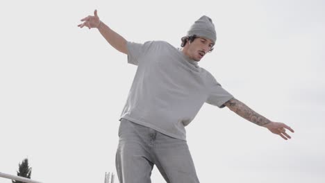 skateboarder practicing tricks in urban environment