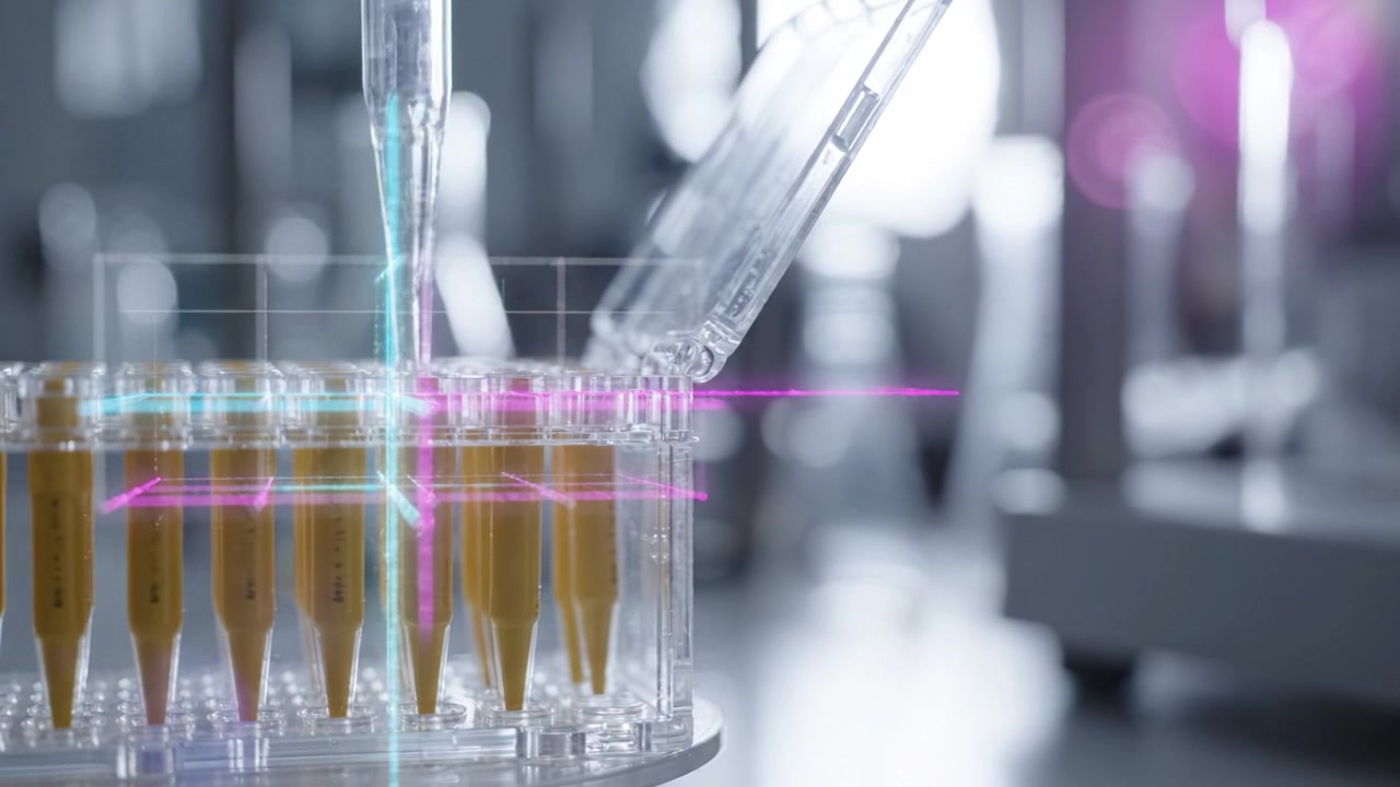 Laboratory Experiment with Pipetting and Sample Preparation in a High-Tech Environment for Scientific Research and Analysis of Biological Materials