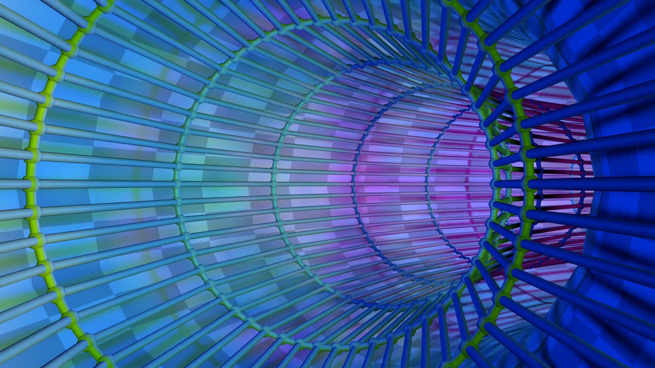 procurar a través del túnel. espacio sf. zona de curvatura. animación en 3d