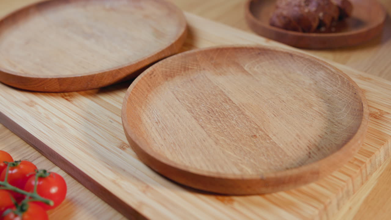 Food on wooden plates