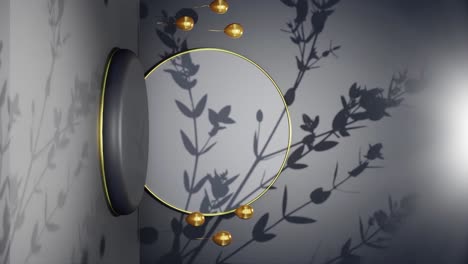 vertical of product display for jewelry luxury items with tree shade moved by a gentle breeze on black background e-commerce online shop