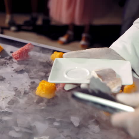 chef preparing frozen desserts