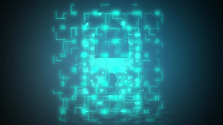 Digital Data Network Protection Animation. Data Visualization. Cybersecurity Concept. Future Technology. Futuristic Background. 4K