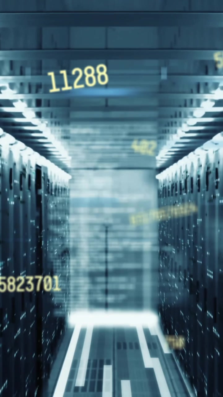 Animation of numbers and data processing over computer servers