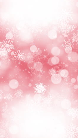 christmas red watercolor background loop animation with dancing snowflakes. white frame. copy space. vertical video.