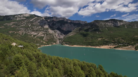 forest and lake of sainte-croix aerial shot sunny day provence-alpes-côte d'azur