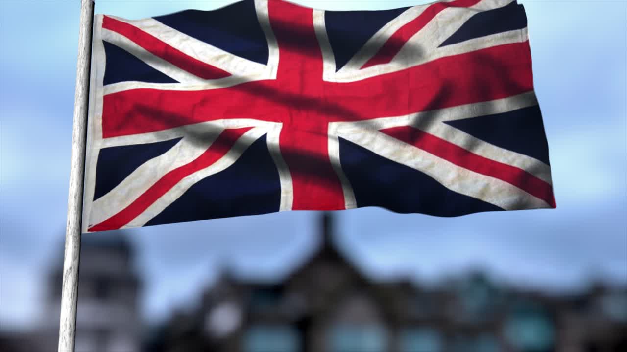 cgi animación 3d de la bandera del reino unido - la icónica bandera de unión