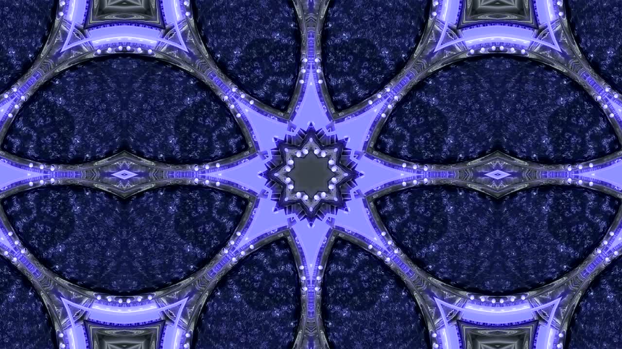 추상적인 네온 장식 배경: 3d 네온 칼레도스코프 또는 만달라