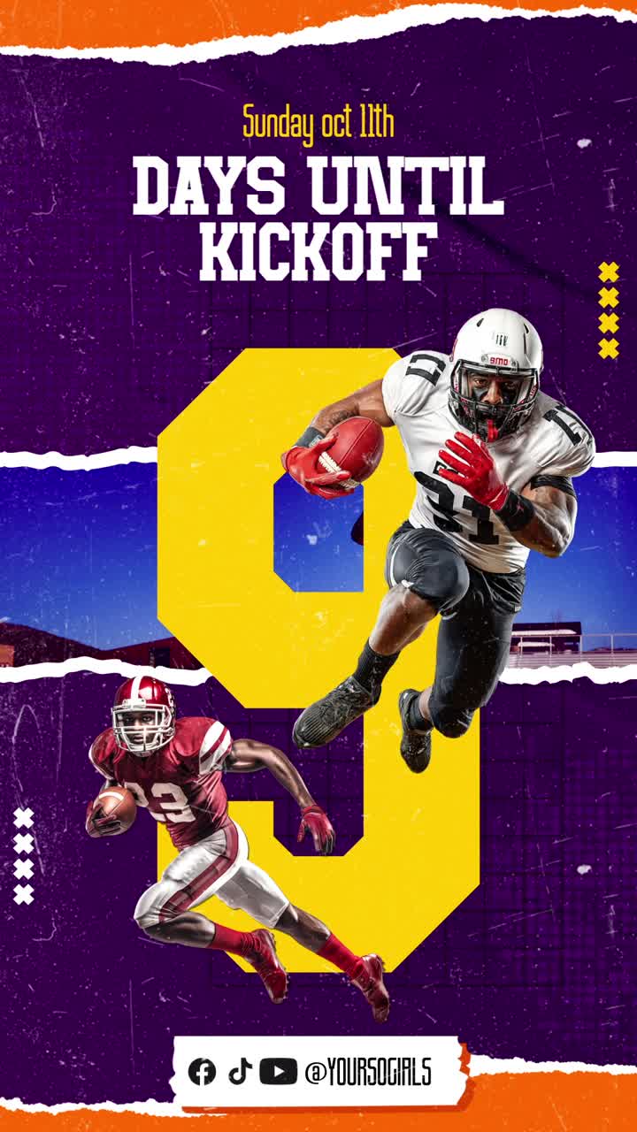 Dynamic American Football Players in Game Day Countdown Graphic ...