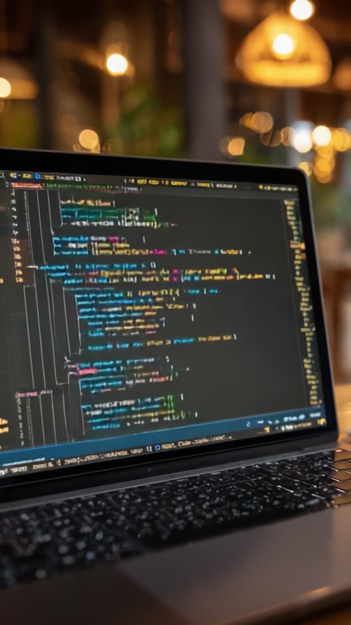 A Close-up View of Coding in Progress on a Laptop, Showcasing Colorful Syntax Highlighting and the Creative Process of Software Development