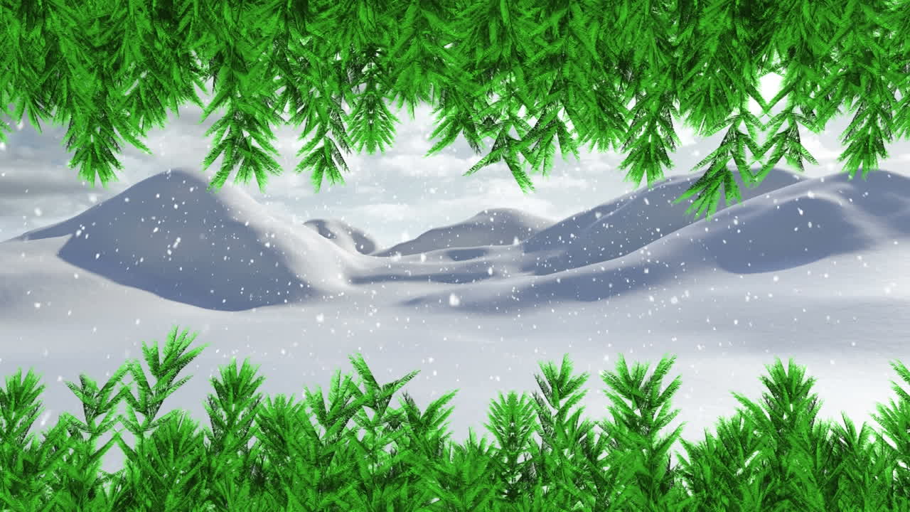 겨울 풍경 위 에 있는 소나무 가지 들 의 애니메이션