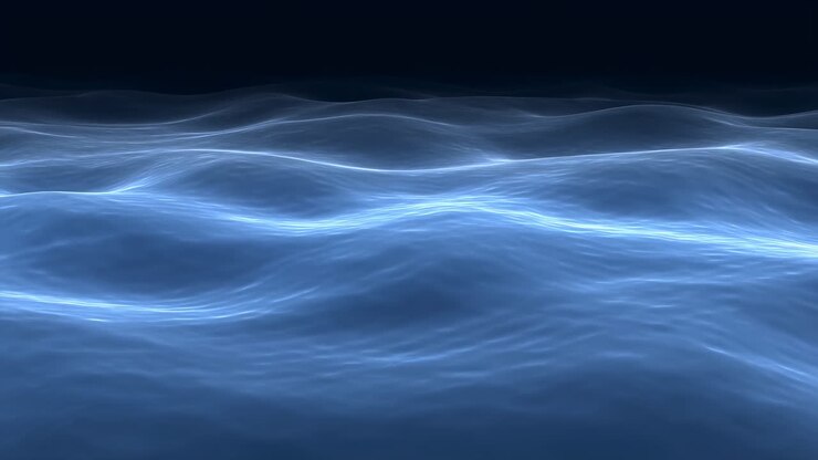 Abstract Blue Water Waves Flowing Seamlessly in Dark Background