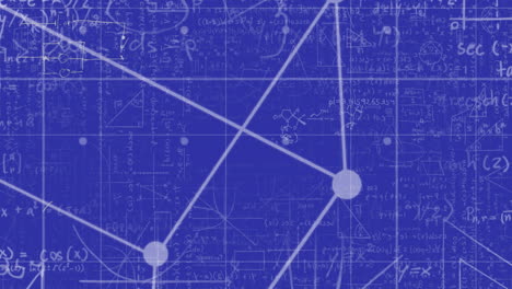 Animation of mathematical data processing over blue background