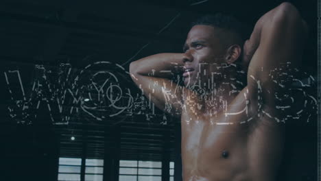 animation of interference and you win text over african american male athlete training
