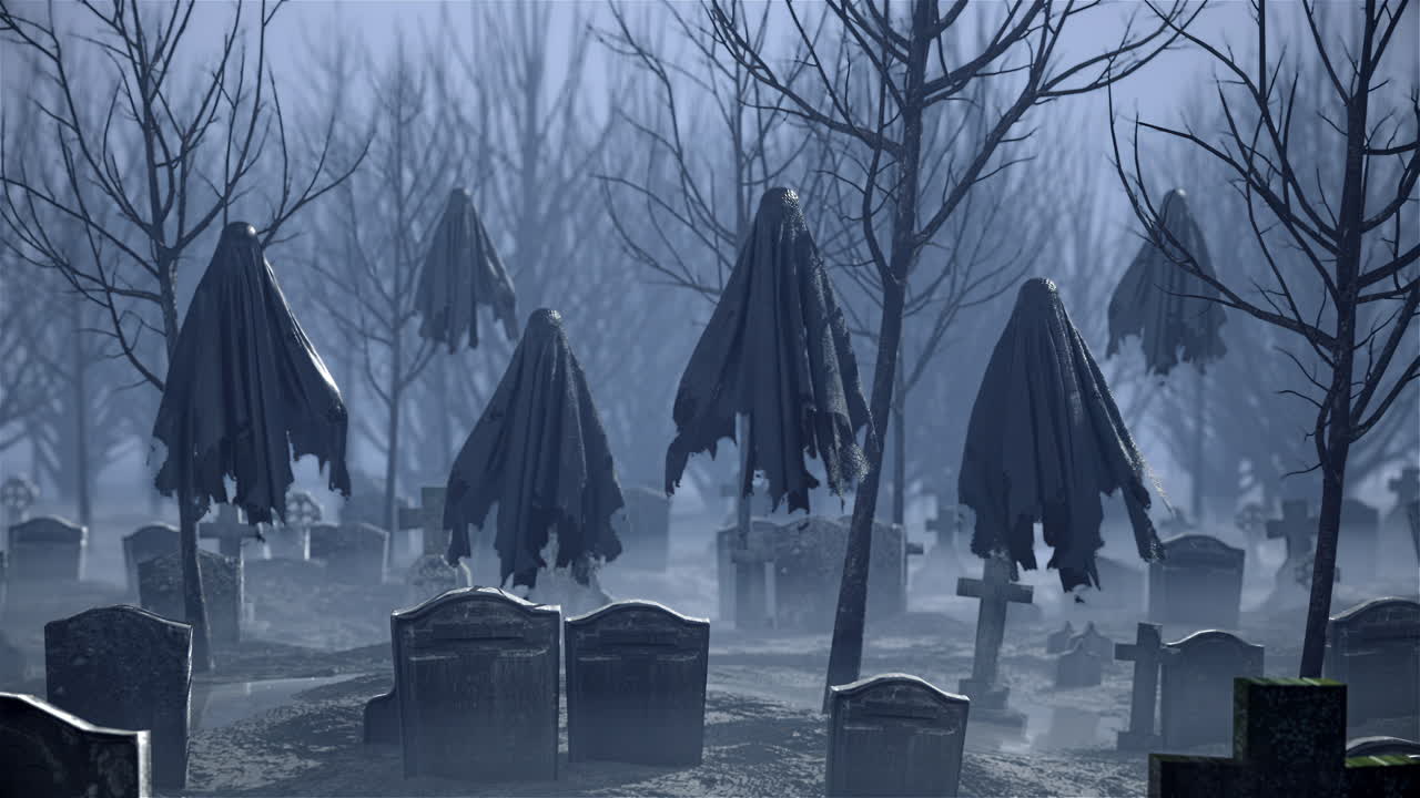 묘지에서 날아다니는 유령들