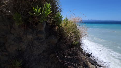 Herbarios-Salvajes,-Playas-Vírgenes-Y-Costas-Rocosas-Bajo-Un-Cielo-Azul-Y-Aguas-Azules,-Un-Pintoresco-País-De-Las-Maravillas-Costeras,-La-Elegancia-Natural-Del-Mar-Jónico