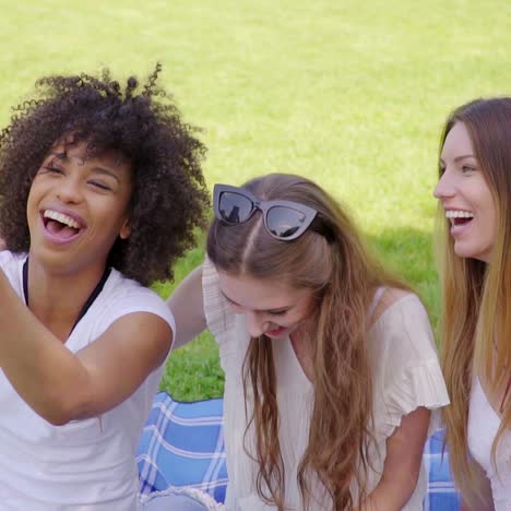 Mujeres-Felices-Tomando-Selfie-En-Parque
