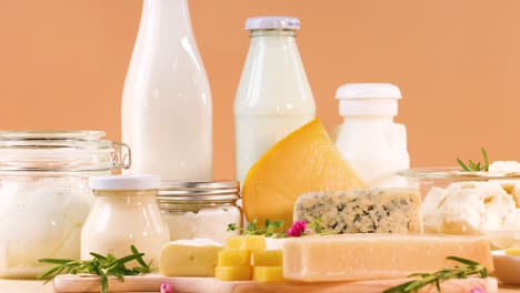 assorted dairy items displayed on a table