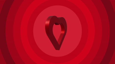 animación de un corazón rojo sobre círculos sobre fondo rojo