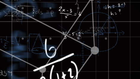 Animation of mathematical data processing over black background