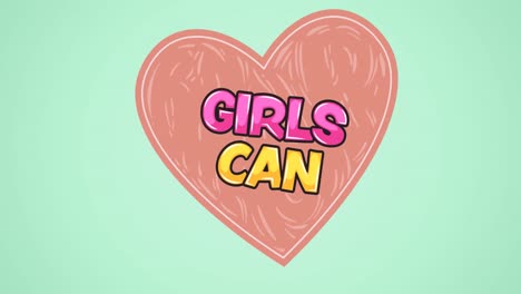 composition of text girls can, over pink heart