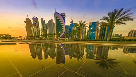 doha west bay reflection