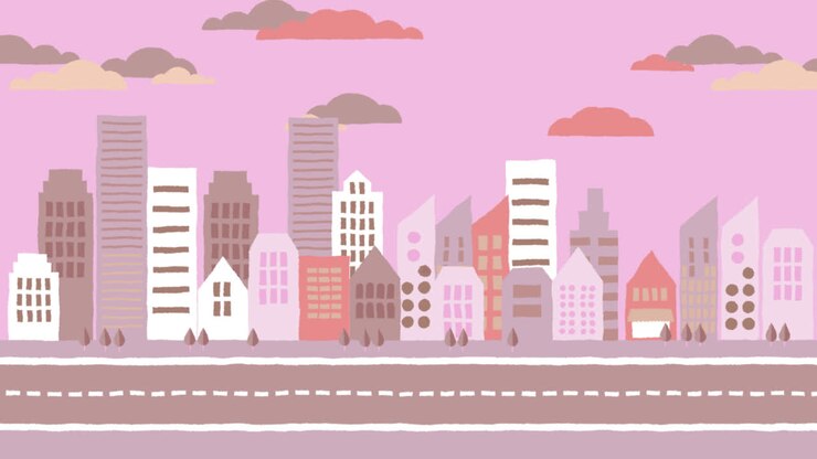 Cityscape Illustration in Pastel Colors